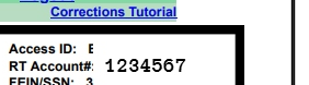 The same account number format, printed on an actual filing confirmation.